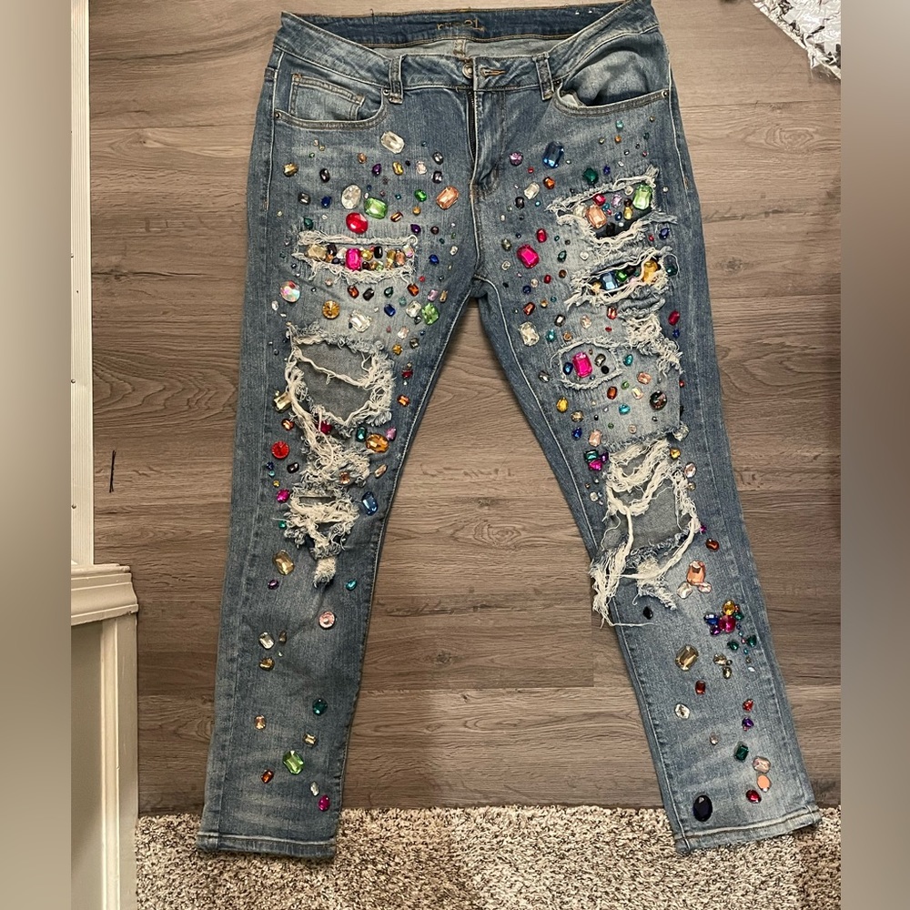 Handmade Rhinestone Jeans size 34/30